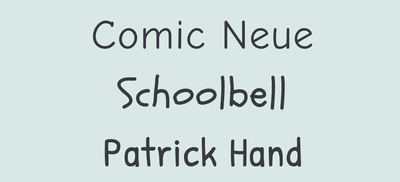 A display of alternatives to Comic Sans: Comic Neue, Schoolbell, Partick Hand.